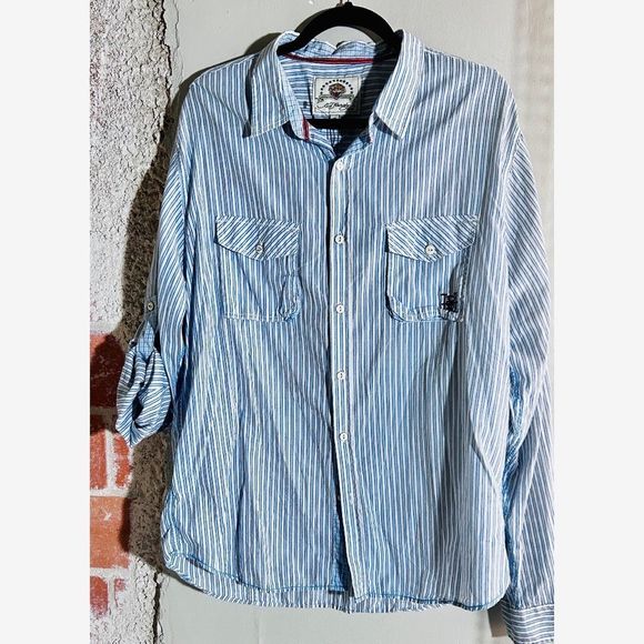 XL Men’s Ed Hardy/Christian Audiger Long Sleeve Oxford Deep Sea Peacemaker - Picture 5 of 5